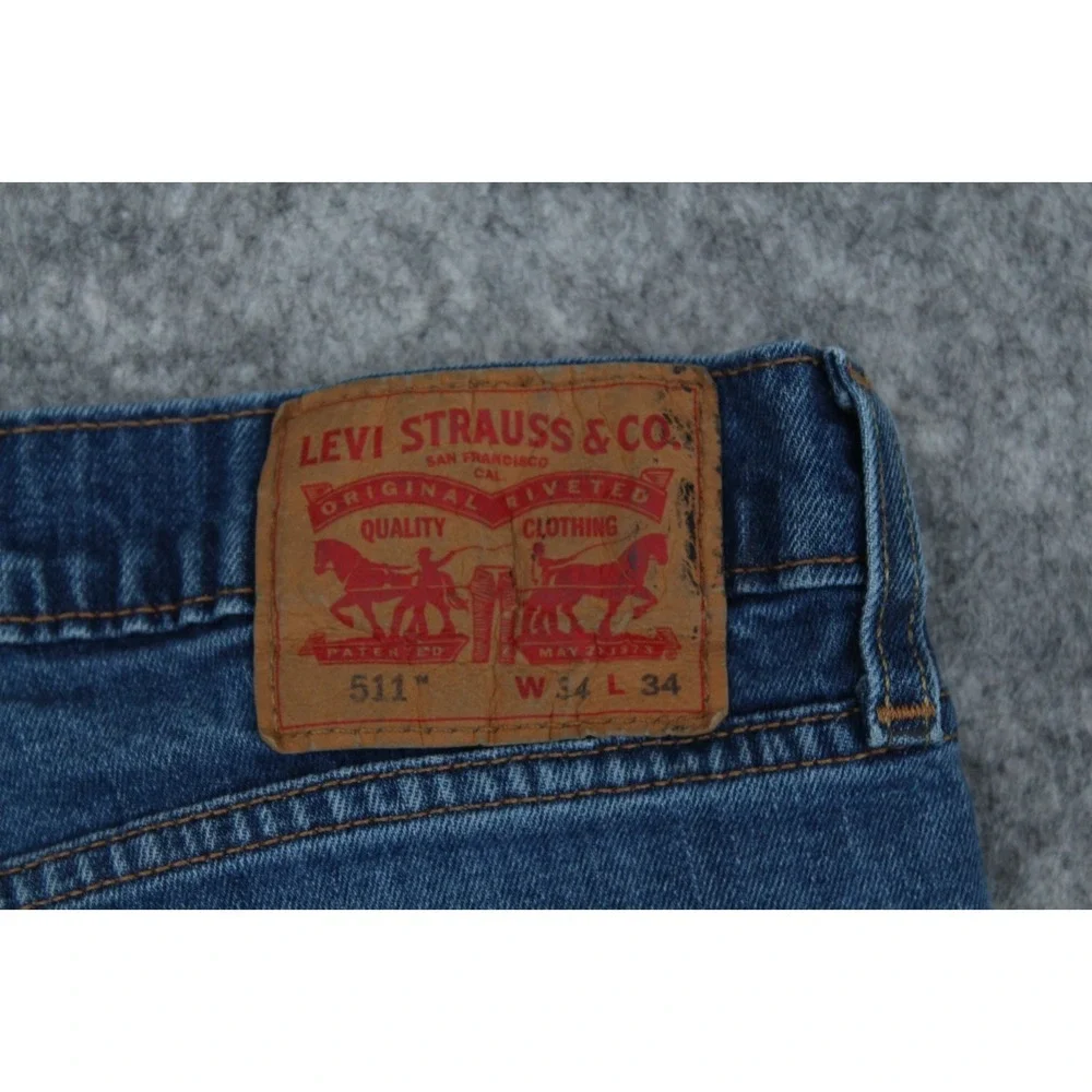 Levi's 511 Jeans‎ Men's 34x32 (Tag 34x34) Blue Stretch Slim Fit Straight Denim